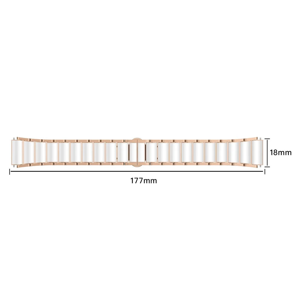 For Huawei Watch Fit 2 Metal Watch Band Imitation Ceramic Butterfly Clasp Wrist Strap - Rose Gold - 7