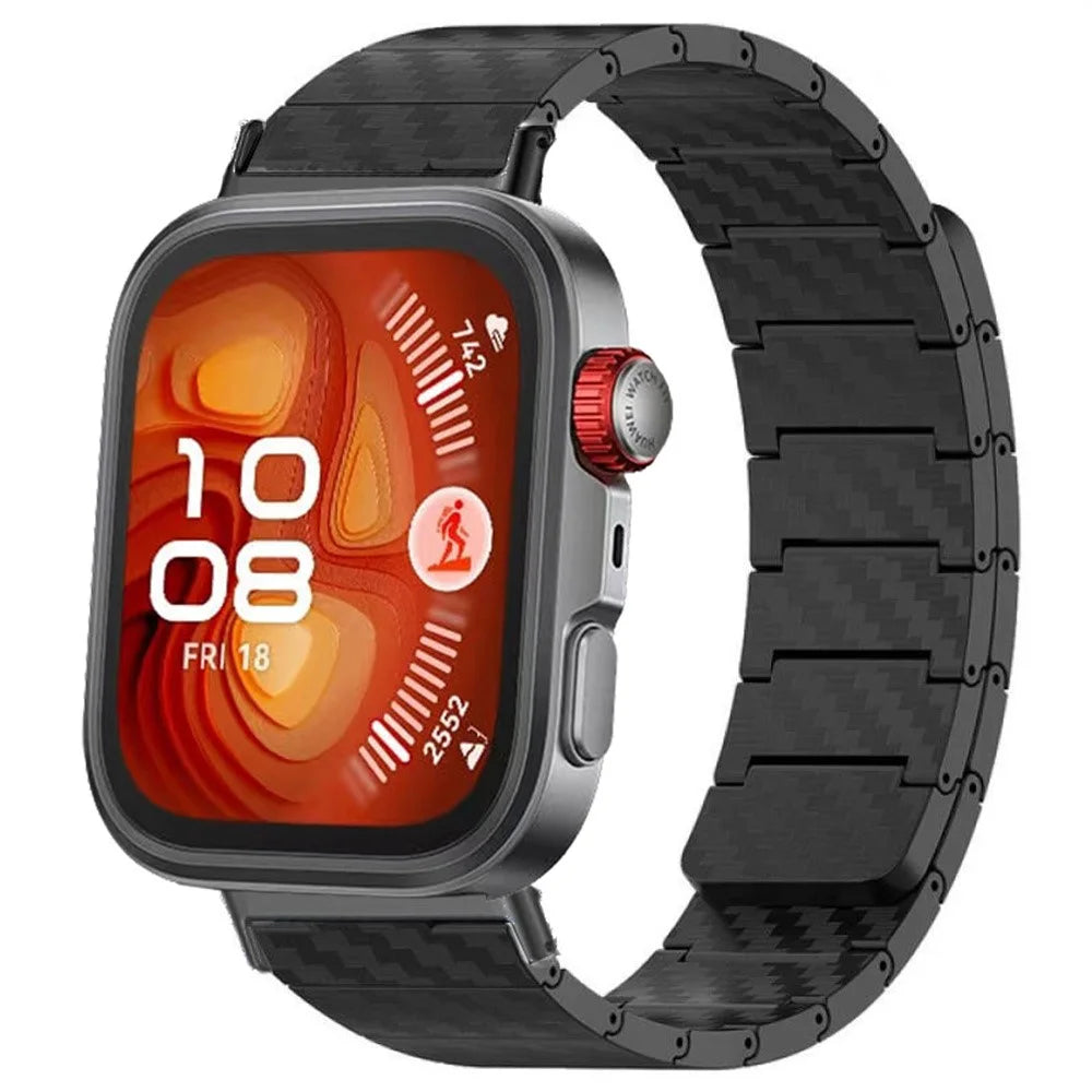 For Huawei Watch Fit 2 Carbon Fiber Watch Band Magnetic Wrist Strap - Black - 2