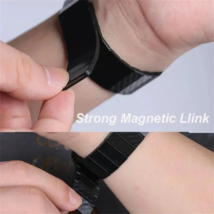 For Huawei Watch Fit Carbon Fiber Watch Band Magnetic Wrist Strap - Black - 6
