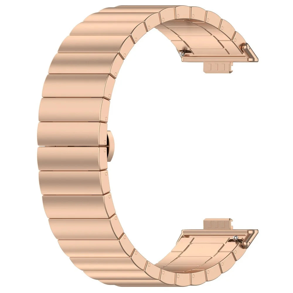 Stainless Steel Watch Band For Huawei Watch Fit 4  /  Fit 4 Pro Wrist Strap with Splite Butterfly Clasp - Rose Gold - 1