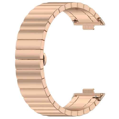Stainless Steel Watch Band For Huawei Watch Fit 4  /  Fit 4 Pro Wrist Strap with Splite Butterfly Clasp - Rose Gold - 1