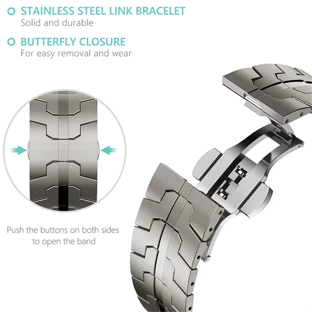 Watch Band For Huawei Watch Fit 3  /  Fit 4  /  Fit 4 Pro Split Butterfly Clasp Stainless Steel Strap - Black - 3