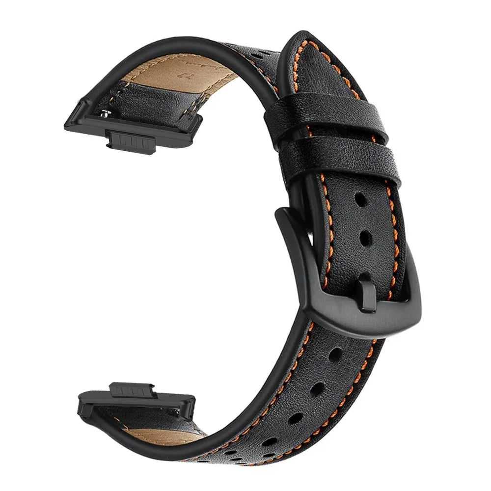 For Huawei Watch Fit 3  /  Fit 4  /  Fit 4 Pro Genuine Leather Watch Band Multi-Hole Design Adjustable Strap - Black - 4