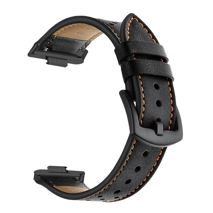 For Huawei Watch Fit 2 Genuine Leather Watch Band Multi-Hole Design Adjustable Strap - Black - 4