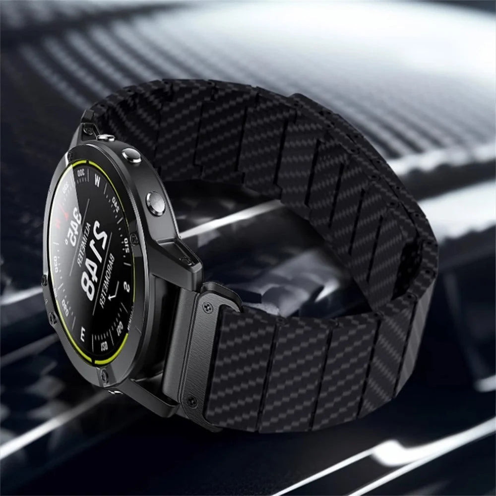 22mm Quick Release Magnetic Strap for Garmin Fenix 8 Pro AMOLED 47mm  /  Fenix 8 47mm  /  Fenix E 47mm Carbon Fiber Watch Band - Black - 2