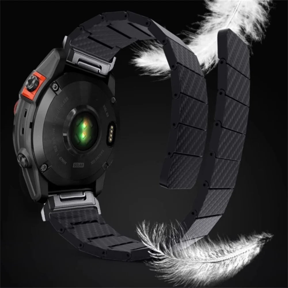 22mm Quick Release Magnetic Strap for Garmin Fenix 8 Pro AMOLED 47mm  /  Fenix 8 47mm  /  Fenix E 47mm Carbon Fiber Watch Band - Black - 3