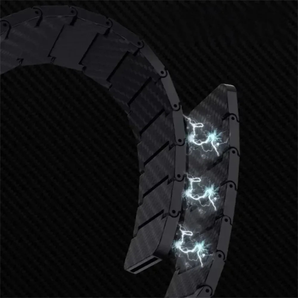 22mm Quick Release Magnetic Strap for Garmin Fenix 8 Pro AMOLED 47mm  /  Fenix 8 47mm  /  Fenix E 47mm Carbon Fiber Watch Band - Black - 4