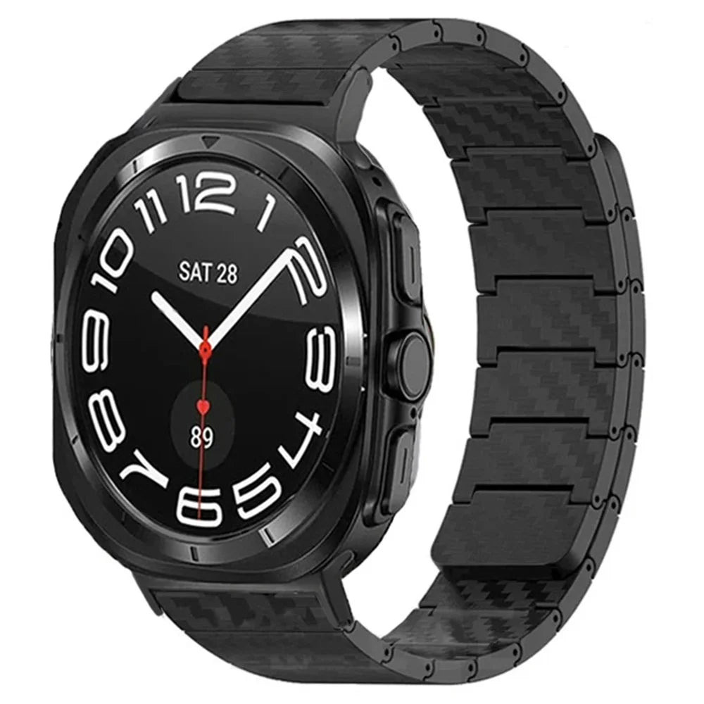 Carbon Fiber Watch Band for Samsung Galaxy Watch8 Classic 46mm / Watch8 44mm / 40mm Magnetic Wrist Strap - Black - 2