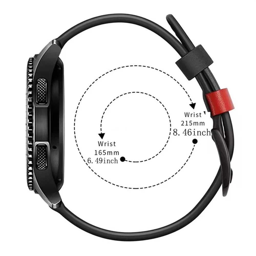 Watch Band for Samsung Galaxy Watch8 40mm  /  44mm  /  Watch8 Classic 46mm Genuine Cow Leather Stitching Line Strap - Black - 7