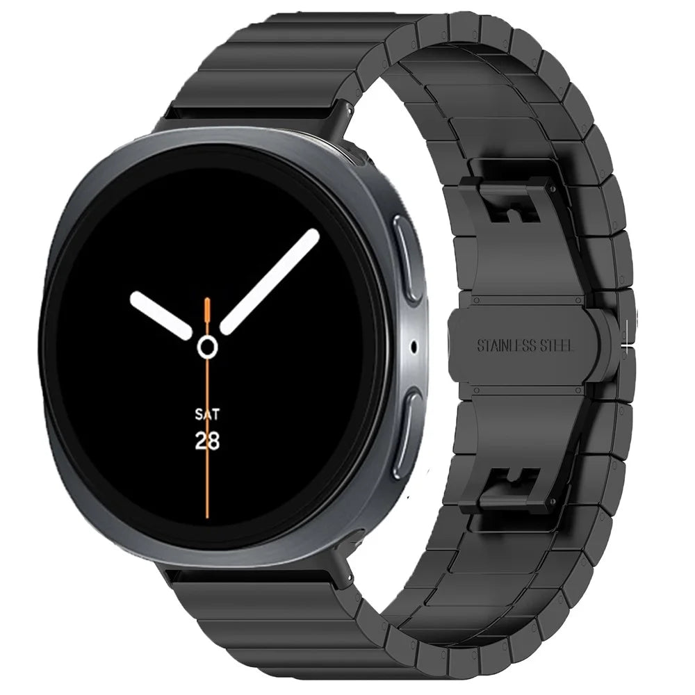 Stainless Steel Watch Band For Samsung Galaxy Watch8 40mm  /  44mm  /  Watch8 Classic 46mm Wrist Strap with Splite Butterfly Clasp - Black - 2