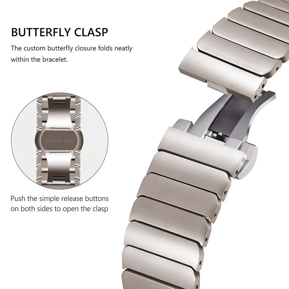 Stainless Steel Watch Band For Samsung Galaxy Watch8 40mm  /  44mm  /  Watch8 Classic 46mm Wrist Strap with Splite Butterfly Clasp - Black - 4