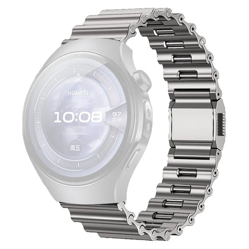 22mm Ocean Wave Watchband for Huawei Watch GT 5 Pro 46mm / GT 5 46mm / Samsung Galaxy Watch3 45mm Magnetic Stainless Steel Strap - Titanium - 1