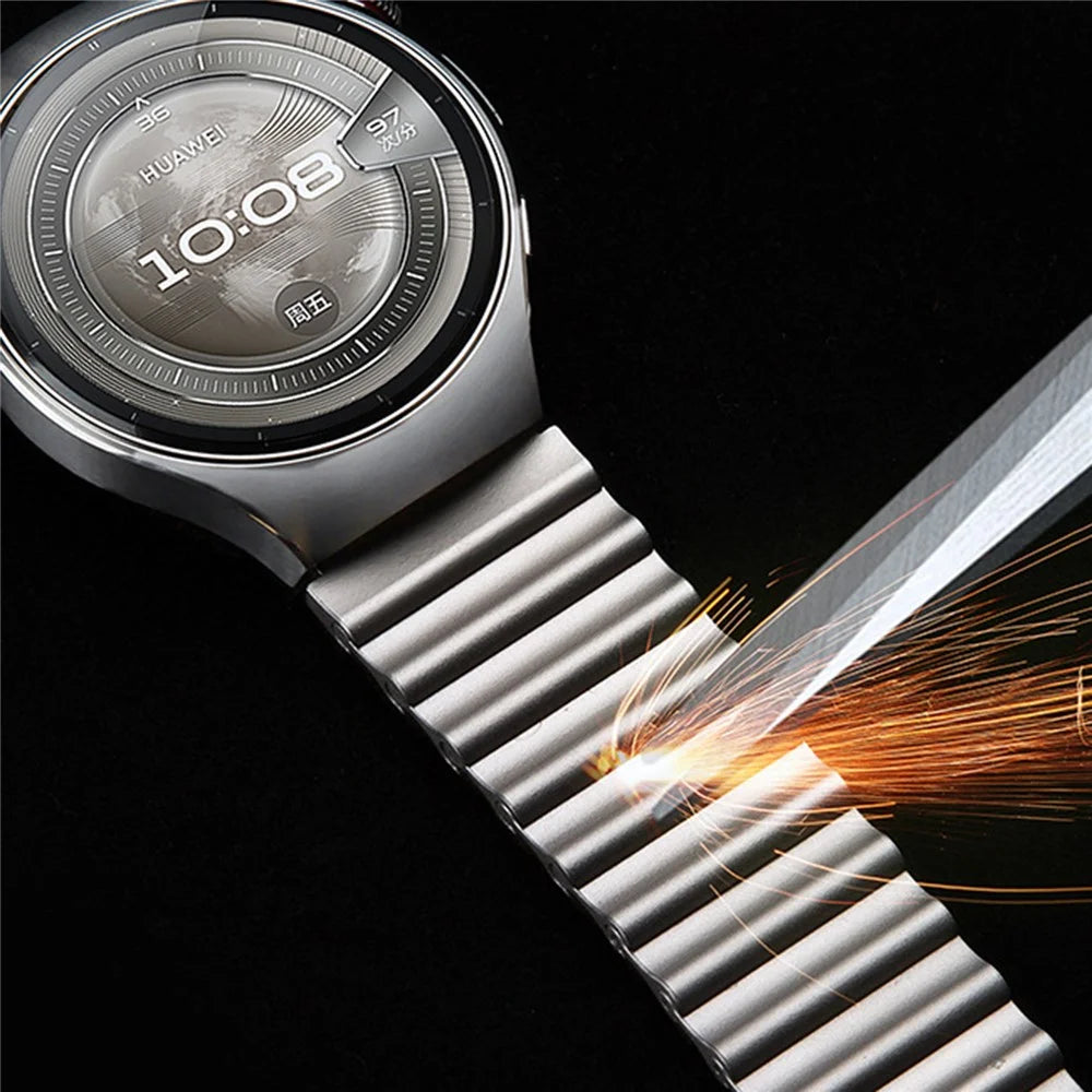 22mm Ocean Wave Watchband for Huawei Watch GT 5 Pro 46mm / GT 5 46mm / Samsung Galaxy Watch3 45mm Magnetic Stainless Steel Strap - Titanium - 3