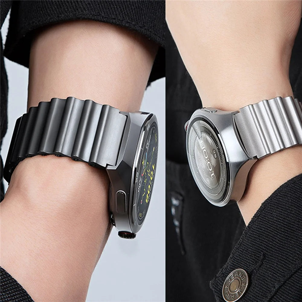22mm Ocean Wave Watchband for Huawei Watch GT 5 Pro 46mm / GT 5 46mm / Samsung Galaxy Watch3 45mm Magnetic Stainless Steel Strap - Titanium - 6
