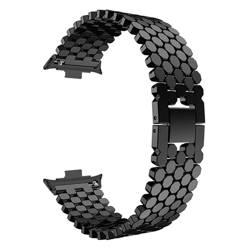 Replacement Strap for Xiaomi Smart Band 10 Pro / 9 Pro / 8 Pro / Redmi Watch 6 / 5 / 4 Fish Scale Stainless Steel Watch Band - Black - 1