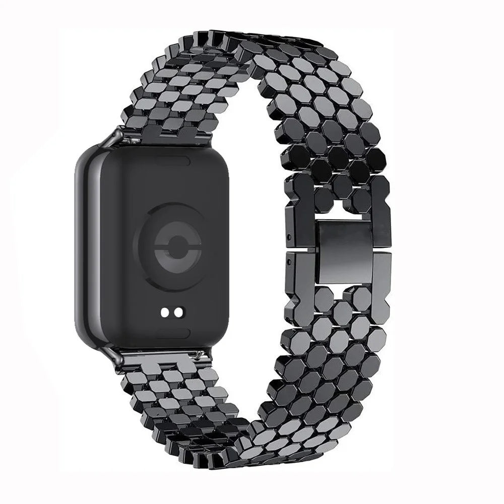 Replacement Strap for Xiaomi Smart Band 10 Pro / 9 Pro / 8 Pro / Redmi Watch 6 / 5 / 4 Fish Scale Stainless Steel Watch Band - Black - 2