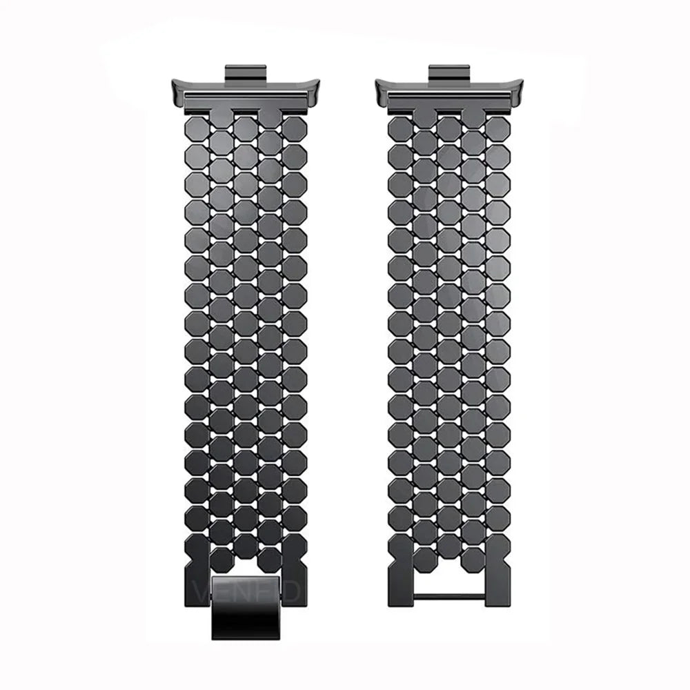 Replacement Strap for Xiaomi Smart Band 10 Pro / 9 Pro / 8 Pro / Redmi Watch 6 / 5 / 4 Fish Scale Stainless Steel Watch Band - Black - 3