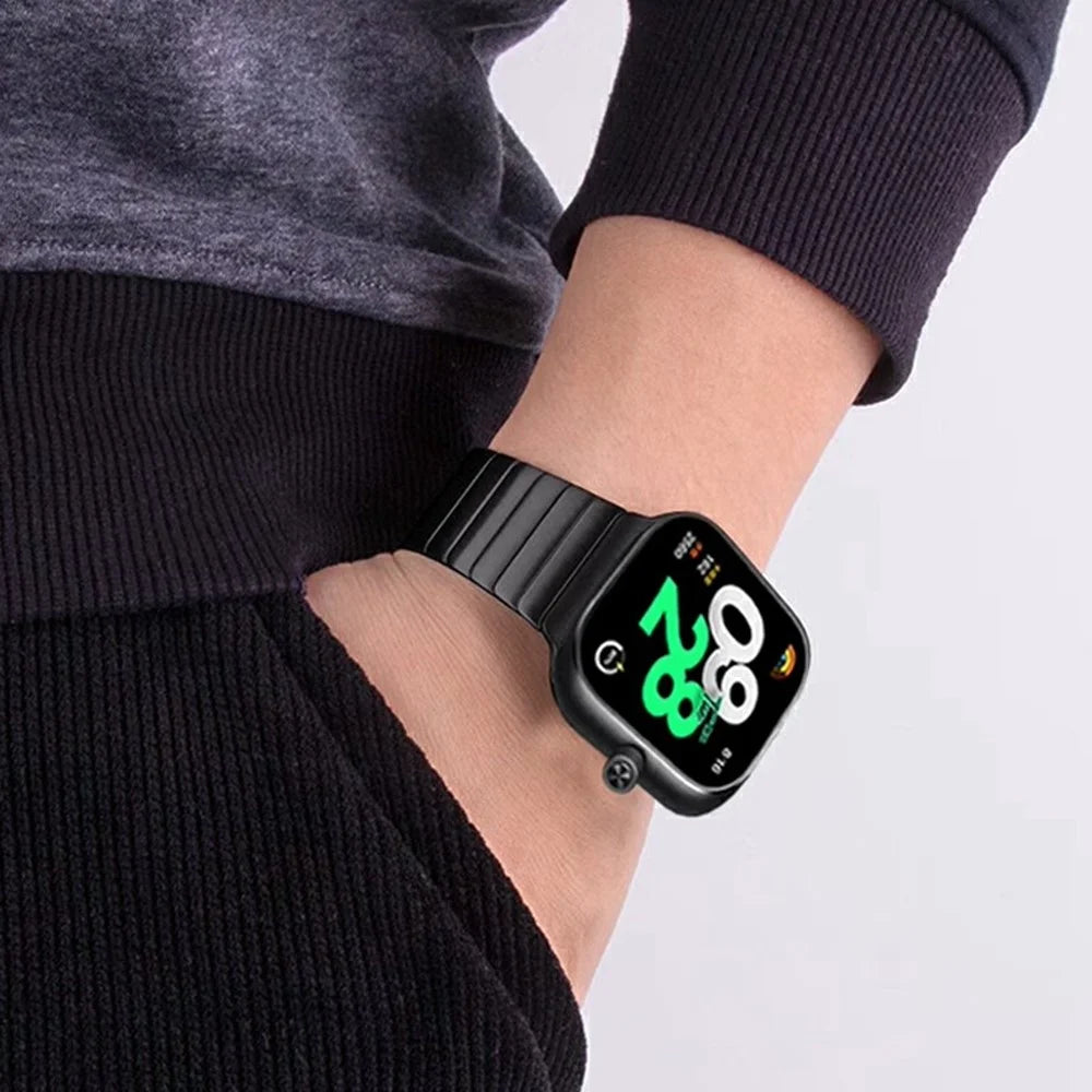 Watch Strap for Xiaomi Smart Band 10 Pro / 9 Pro / 8 Pro / Redmi Watch 6 / 5 / 4 One Bead Stainless Steel Wristband - Black - 4