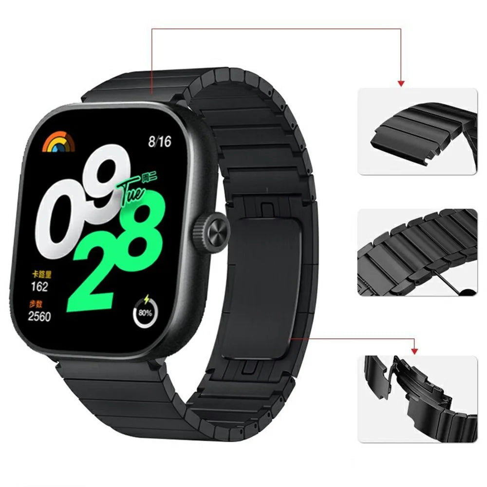 Watch Strap for Xiaomi Smart Band 10 Pro / 9 Pro / 8 Pro / Redmi Watch 6 / 5 / 4 One Bead Titanium Alloy Wristband - Black - 3