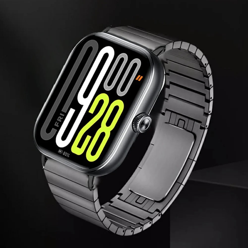 Watch Strap for Xiaomi Smart Band 10 Pro / 9 Pro / 8 Pro / Redmi Watch 6 / 5 / 4 One Bead Titanium Alloy Wristband - Black - 6