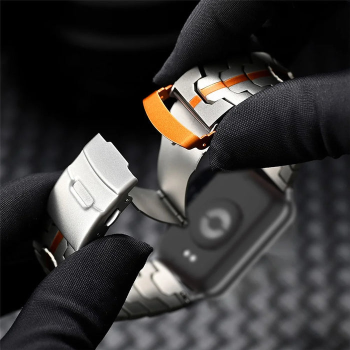 Titanium Alloy Watch Strap for Xiaomi Smart Band 10 Pro / 9 Pro / 8 Pro / Redmi Watch 6 / 5 / 4 Wristband with Stainless Steel Buckle - Titanium - 4