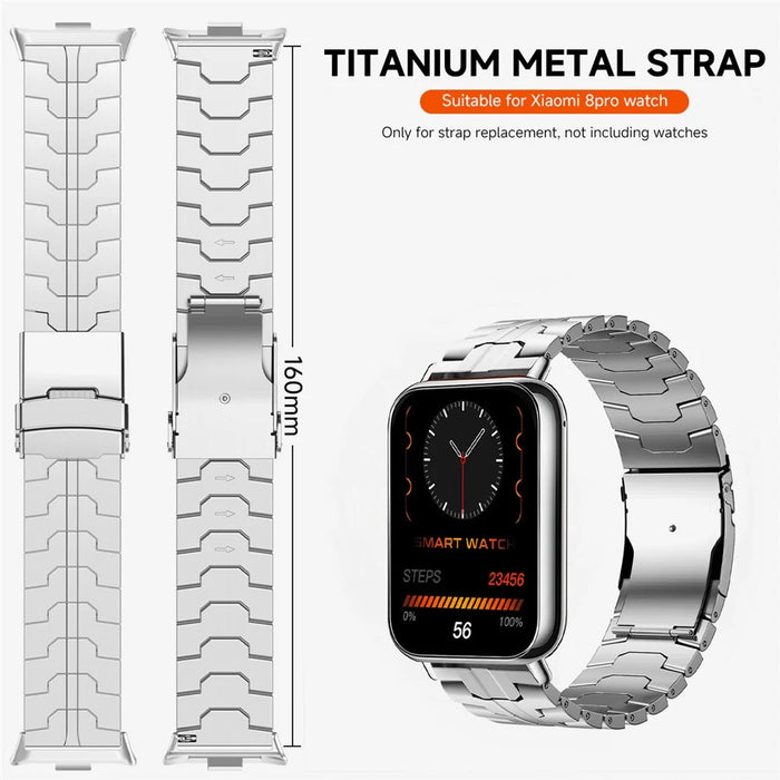 Titanium Alloy Watch Strap for Xiaomi Smart Band 10 Pro / 9 Pro / 8 Pro / Redmi Watch 6 / 5 / 4 Wristband with Stainless Steel Buckle - Titanium - 7