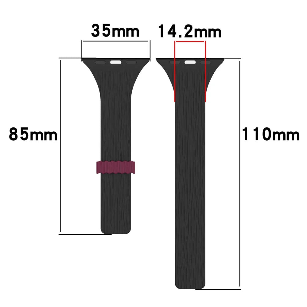Strap for Apple Watch Ultra 3 2 1 49mm / Series 11 10 46mm / 9 8 7 45mm / SE3 SE2 SE 6 5 4 44mm / 3 2 1 42mm Wood Grain Magnetic Silicone Watch Band - White - 5