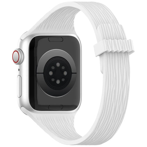 Strap for Apple Watch Series 11 10 42mm  /  9 8 7 41mm  /  SE3 SE2 SE 6 5 4 40mm  /  3 2 1 38mm Wood Grain Magnetic Silicone Watch Band - White - 1