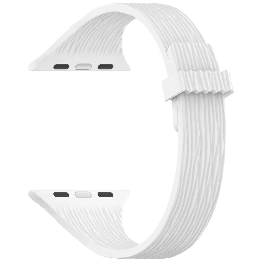 Strap for Apple Watch Series 11 10 42mm  /  9 8 7 41mm  /  SE3 SE2 SE 6 5 4 40mm  /  3 2 1 38mm Wood Grain Magnetic Silicone Watch Band - White - 3