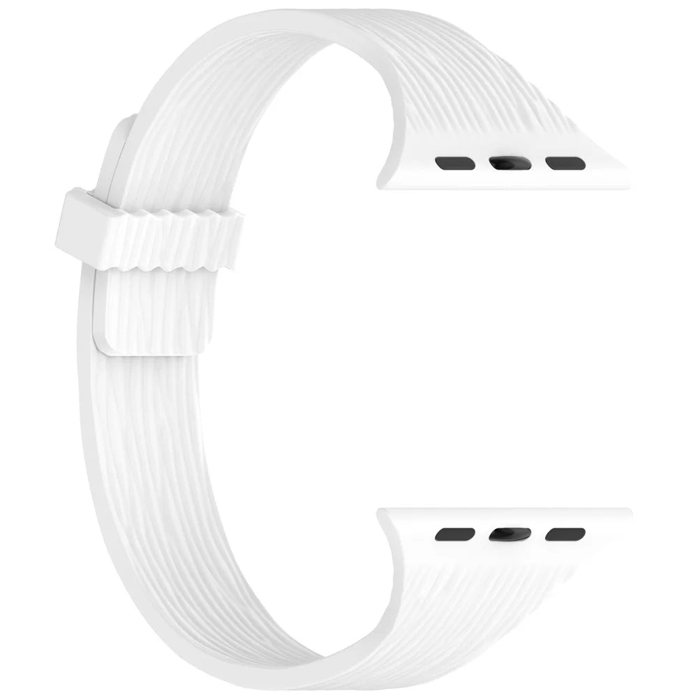 Strap for Apple Watch Series 11 10 42mm  /  9 8 7 41mm  /  SE3 SE2 SE 6 5 4 40mm  /  3 2 1 38mm Wood Grain Magnetic Silicone Watch Band - White - 4