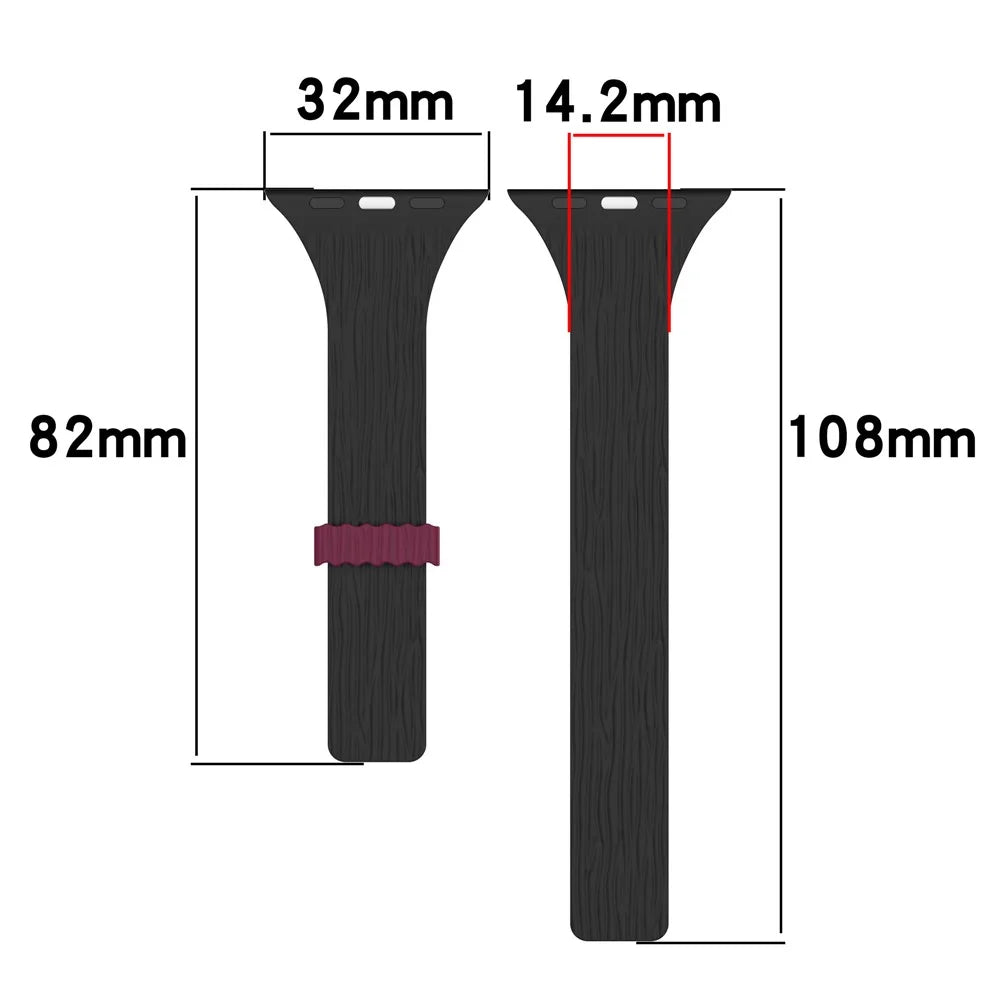 Strap for Apple Watch Series 11 10 42mm  /  9 8 7 41mm  /  SE3 SE2 SE 6 5 4 40mm  /  3 2 1 38mm Wood Grain Magnetic Silicone Watch Band - White - 5