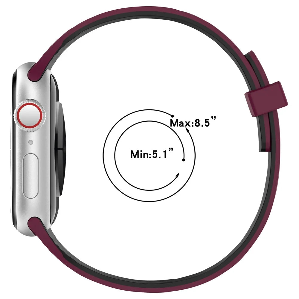 Strap for Apple Watch Series 11 10 42mm  /  9 8 7 41mm  /  SE3 SE2 SE 6 5 4 40mm  /  3 2 1 38mm Wood Grain Magnetic Silicone Watch Band - White - 6