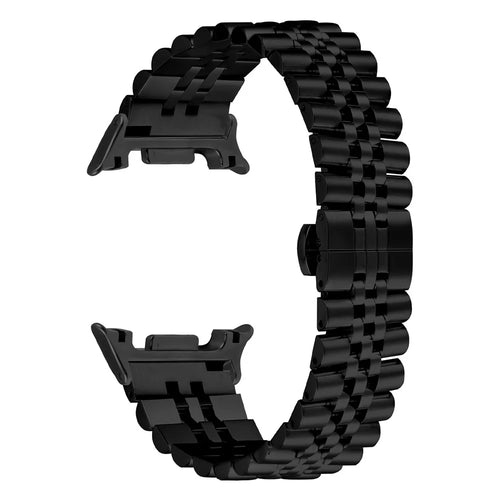 Watch Band For Samsung Galaxy Watch8 Classic 46mm  /  Watch8 44mm  /  40mm Stainless Steel Five-Bead Electroplated Strap - Black - 1