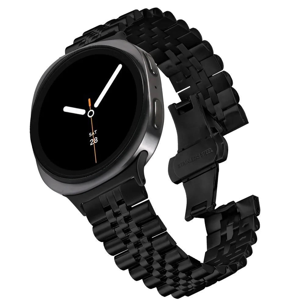 Watch Band For Samsung Galaxy Watch8 Classic 46mm  /  Watch8 44mm  /  40mm Stainless Steel Five-Bead Electroplated Strap - Black - 2