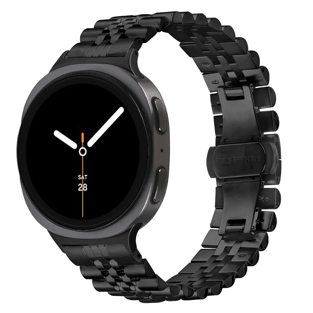 Watch Band For Samsung Galaxy Watch8 Classic 46mm  /  Watch8 44mm  /  40mm Stainless Steel Five-Bead Electroplated Strap - Black - 3