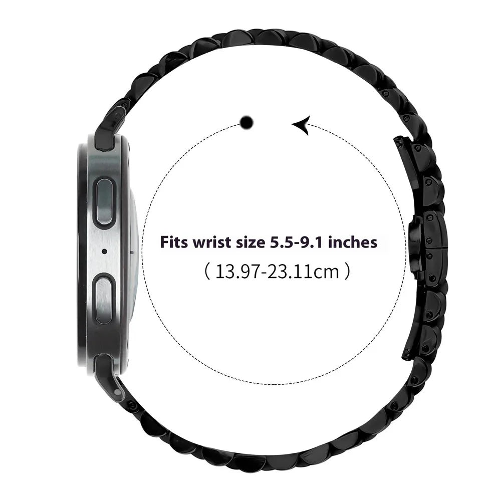 Watch Band For Samsung Galaxy Watch8 Classic 46mm  /  Watch8 44mm  /  40mm Stainless Steel Five-Bead Electroplated Strap - Black - 7