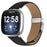 For Fitbit Versa 4  /  Sense 2 Genuine Leather Watch Band with Silver Connector Turtle Back Buckle Wrist Strap - Black - 2