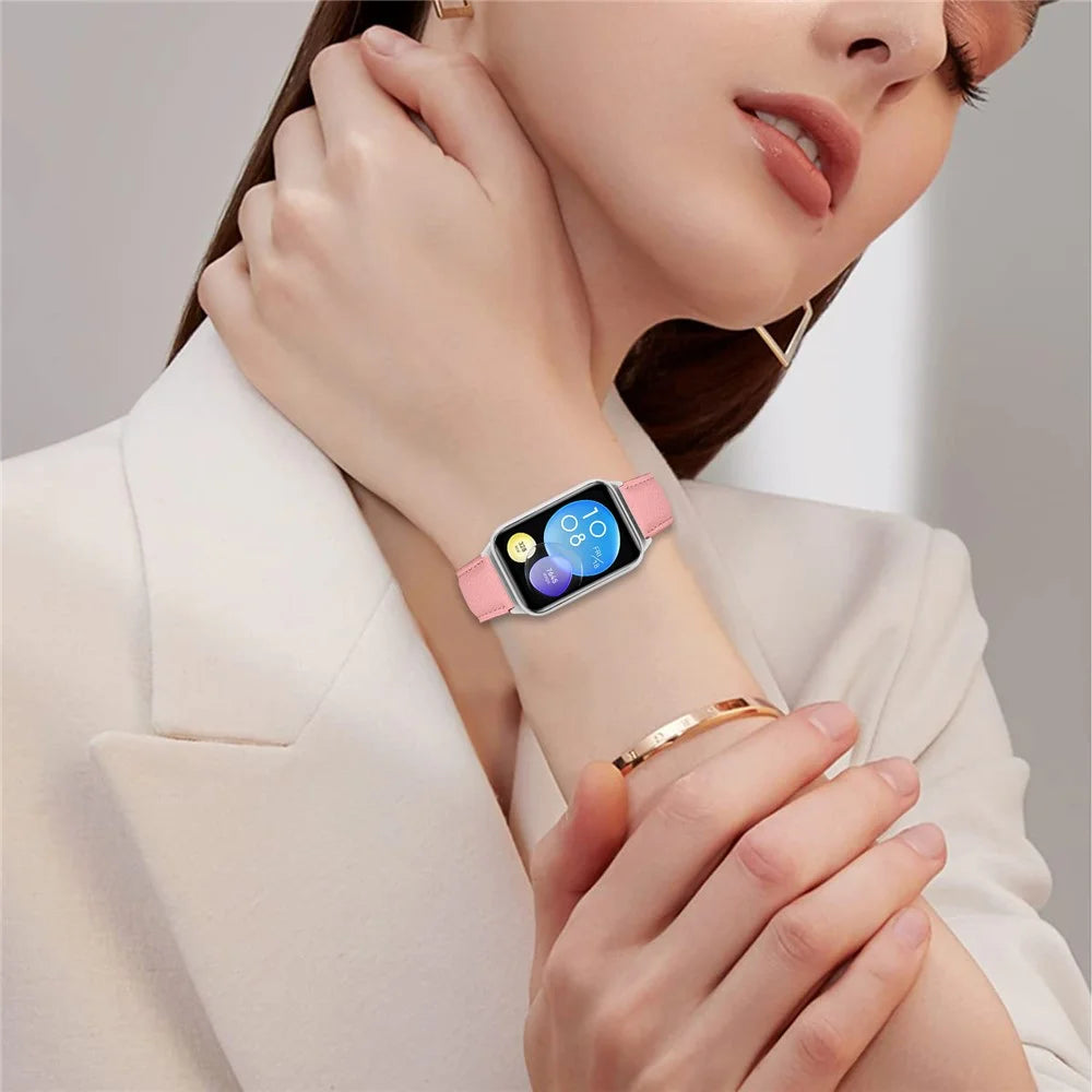 For Xiaomi Smart Band 10 Pro / 9 Pro / 8 Pro / Redmi Watch 6 / 5 / 4 Genuine Leather Watch Band with Silver Connector Turtle Back Buckle Wrist Strap - Pink - 3