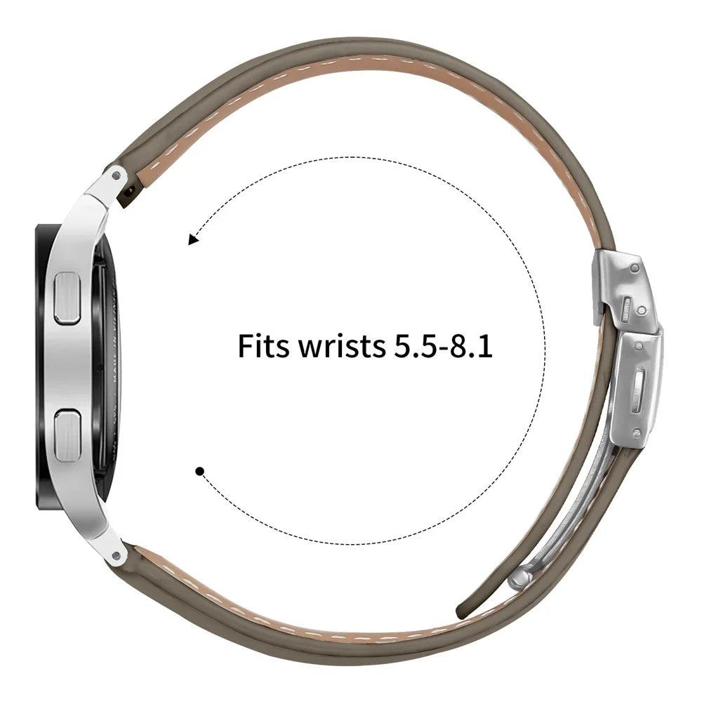 Wrist Strap with Silver Professional Connector For Samsung Galaxy Watch4  /  Watch5 40mm  /  44mm  /  45mm Genuine Leather Watch Band - Grey - 6