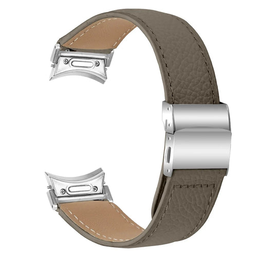 Wrist Strap with Silver Quick Release Connector For Samsung Galaxy Watch6  /  Watch6 Classic Genuine Leather Watch Band - Grey - 1