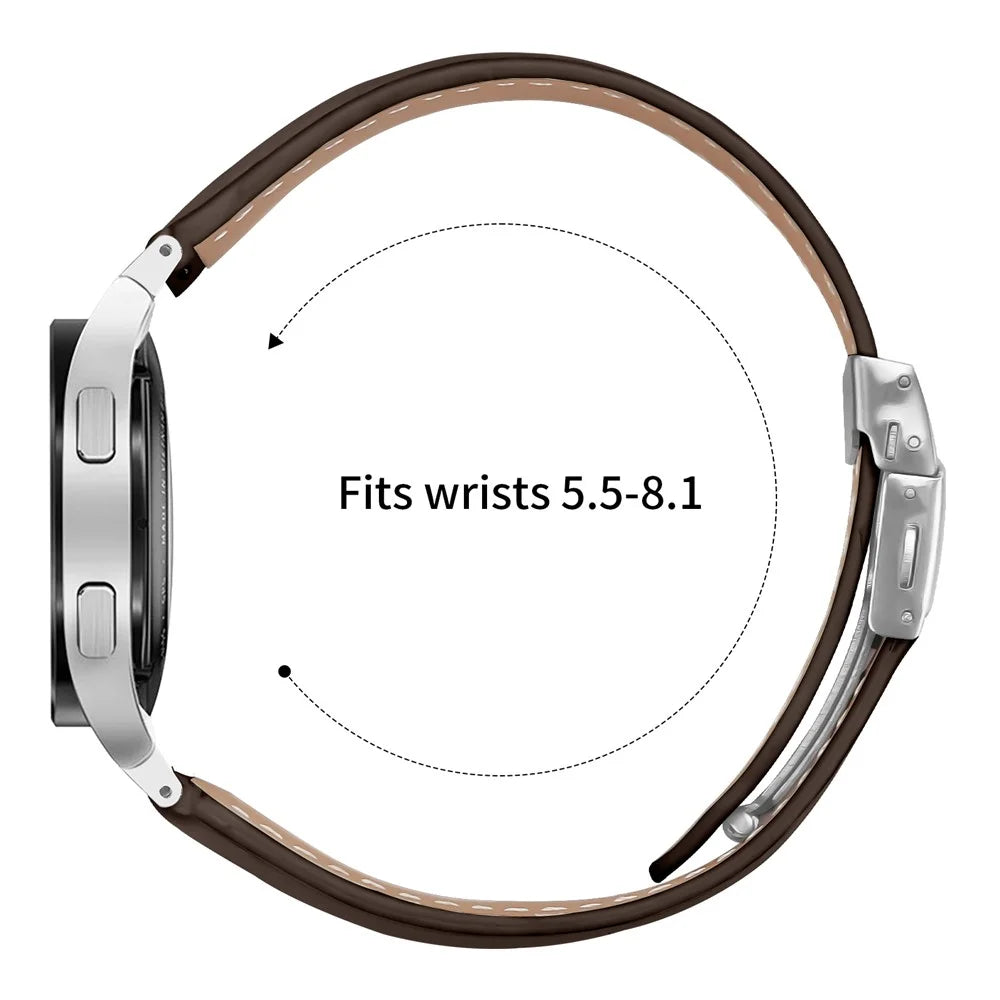 Wrist Strap with Silver Quick Release Connector For Samsung Galaxy Watch7 40mm  /  44mm Genuine Leather Watch Band - Coffee - 6