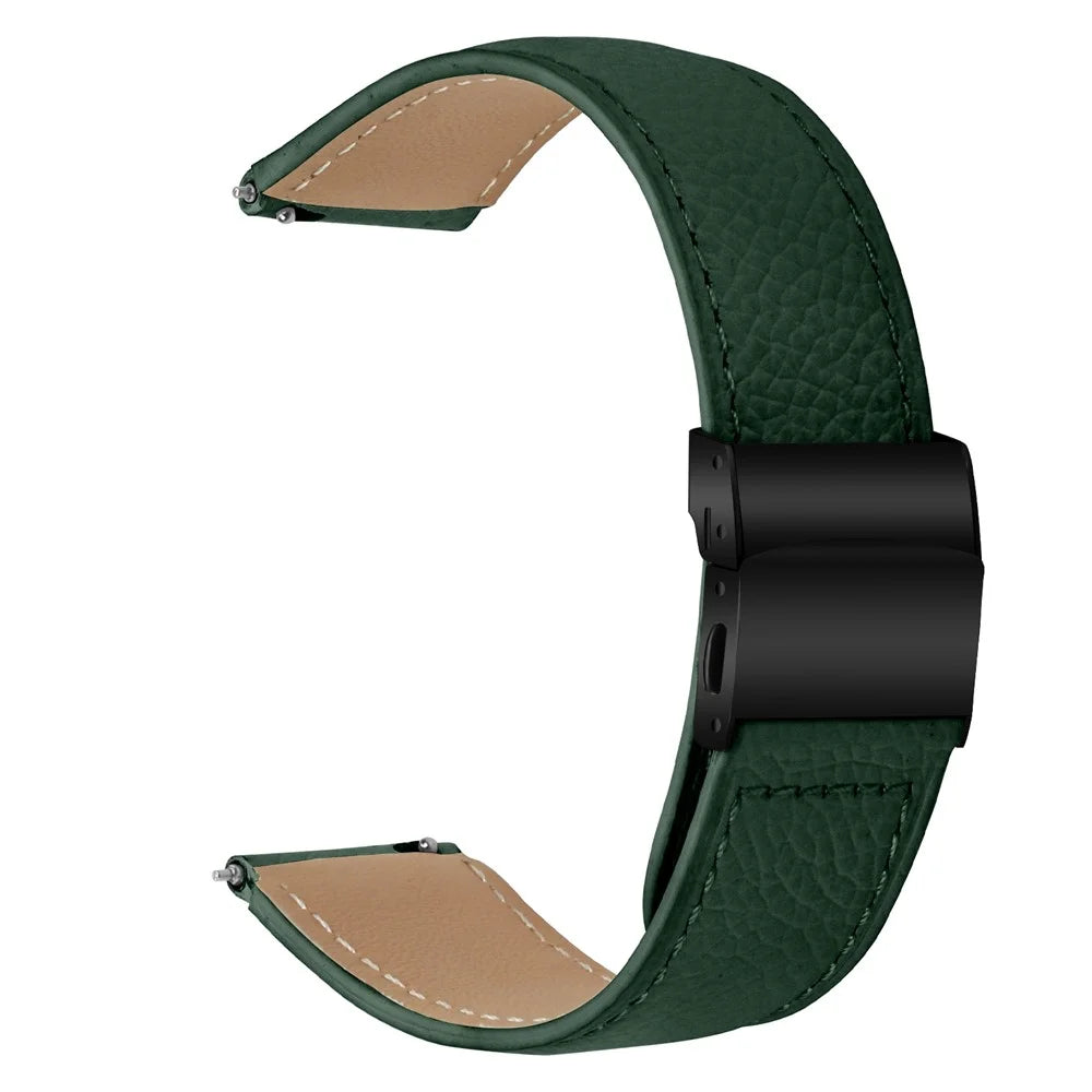 Wrist Strap For Garmin D2 Air X10  /  Bounce  /  vivoactive 5  /  vivomove Trend Genuine Leather Watch Band with Silver Connector Turtle Back Buckle - Green - 1