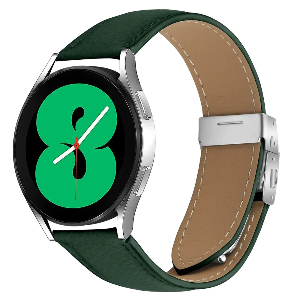 Wrist Strap For Garmin D2 Air X10  /  Bounce  /  vivoactive 5  /  vivomove Trend Genuine Leather Watch Band with Silver Connector Turtle Back Buckle - Green - 2