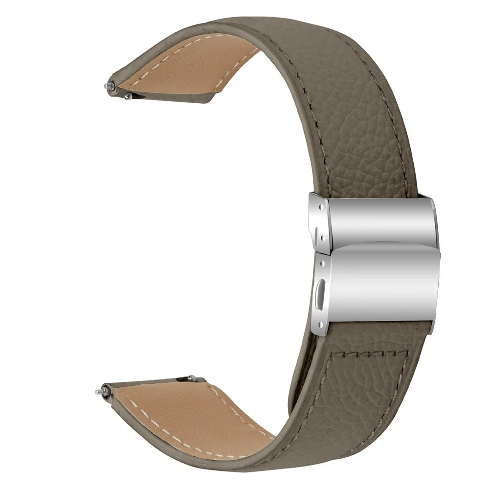 Wrist Strap For Huawei Watch GT 3 Pro 43mm  /  GT 3 42mm  /  GT 2 42mm Genuine Leather Watch Band with Silver Connector Turtle Back Buckle - Grey - 1