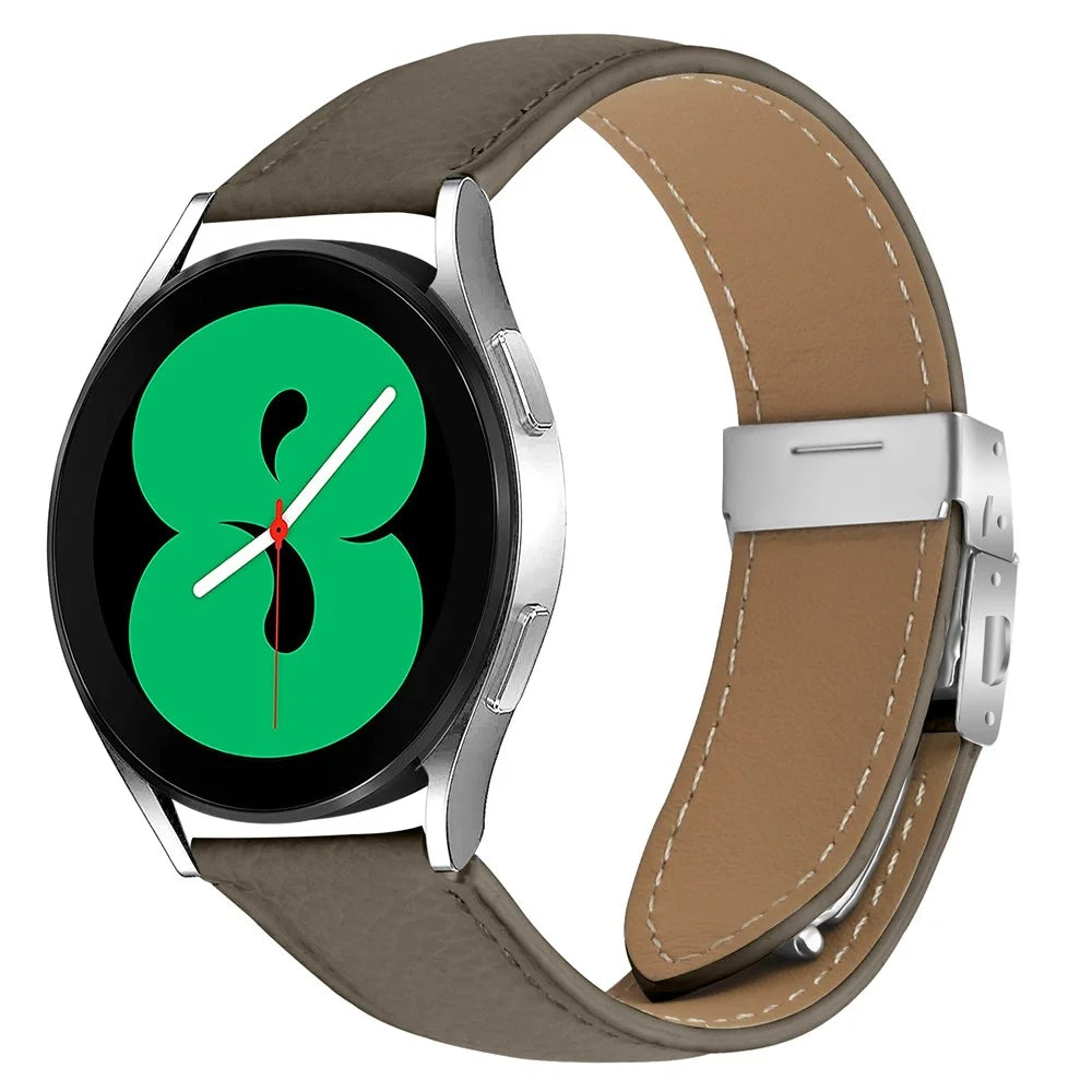 Wrist Strap For Huawei Watch GT 3 Pro 43mm  /  GT 3 42mm  /  GT 2 42mm Genuine Leather Watch Band with Silver Connector Turtle Back Buckle - Grey - 2