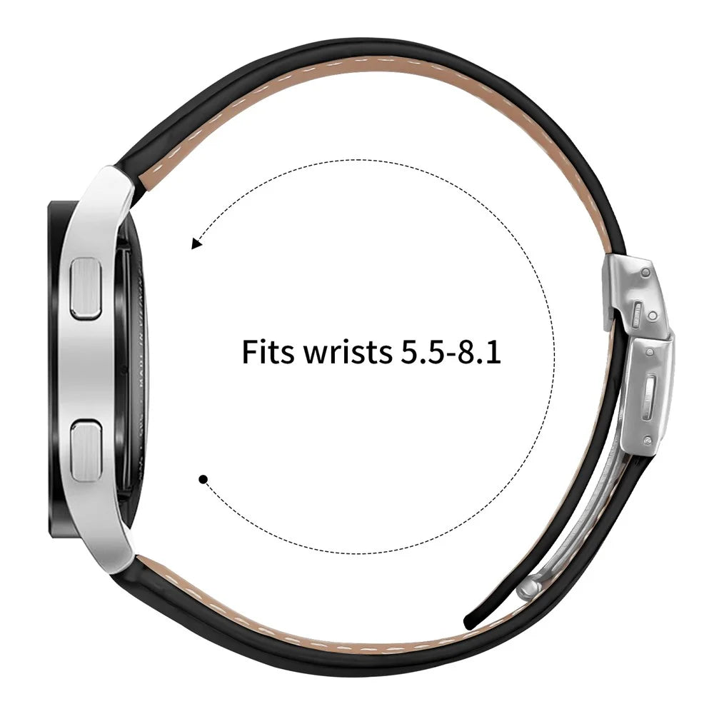 Wrist Strap For Samsung Galaxy Watch3 41mm  /  Active 2 40mm  /  44mm Genuine Leather Watch Band with Silver Connector Turtle Back Buckle - Black - 6