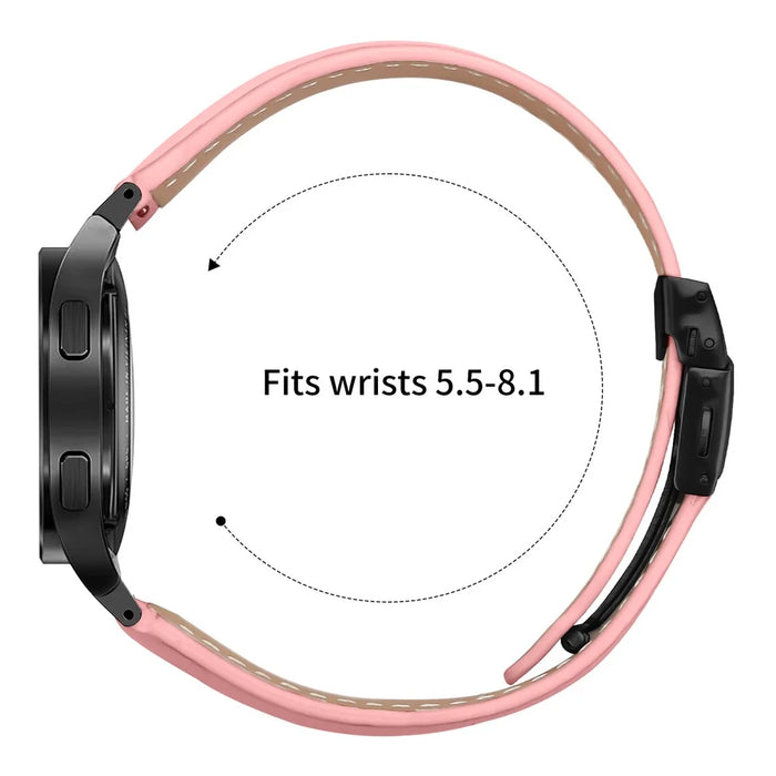 Wrist Strap with Black Professional Connector For Samsung Galaxy Watch7 40mm  /  44mm Genuine Leather Watch Band - Pink - 6