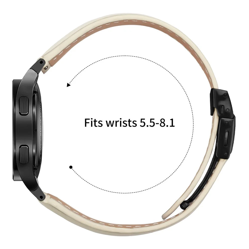 Wrist Strap with Black Quick Release Connector For Samsung Galaxy Watch7 40mm  /  44mm Genuine Leather Watch Band - Beige - 6