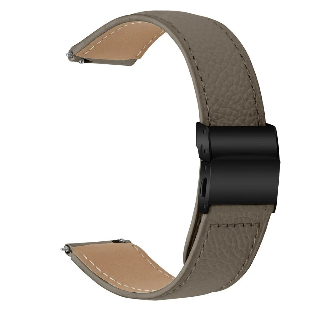Wrist Strap For Huawei Watch GT 3 Pro 43mm  /  GT 3 42mm  /  GT 2 42mm Genuine Leather Watch Band with Black Connector Turtle Back Buckle - Grey - 1