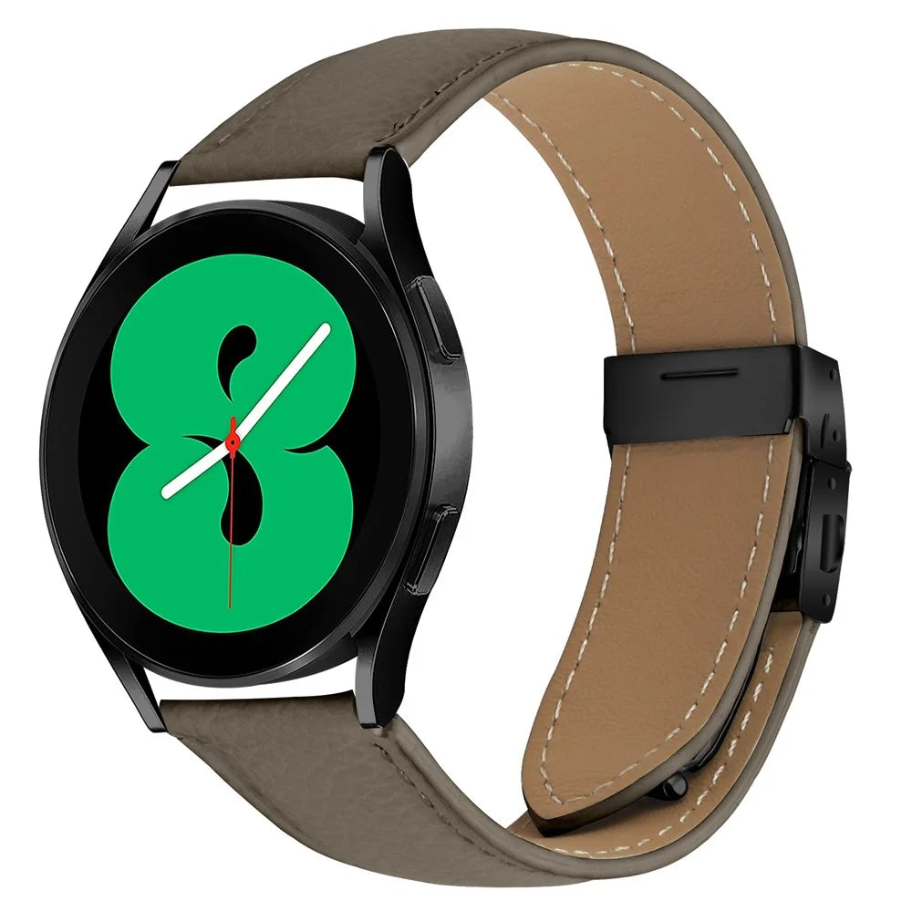 Wrist Strap For Huawei Watch GT 3 Pro 43mm  /  GT 3 42mm  /  GT 2 42mm Genuine Leather Watch Band with Black Connector Turtle Back Buckle - Grey - 2
